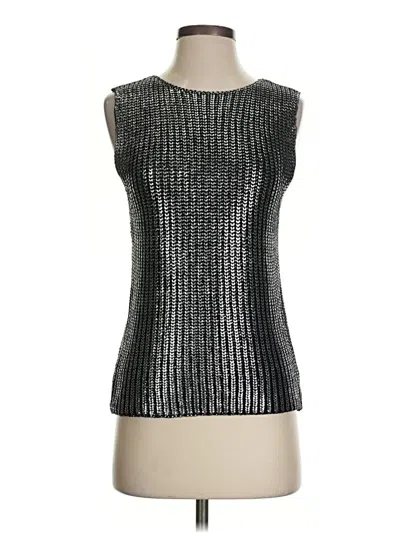 Pre-owned Elan Sleeveless Top Silver Metallic Pattern Boatneck Tops