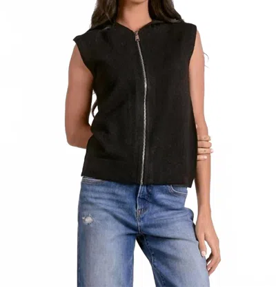 Elan Sleeveless Zip Hoodie In Black
