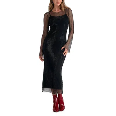Elan Slip Dress With Chain Overlay In Black