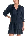 Elan Tie Neck Dress In Navy In Blue