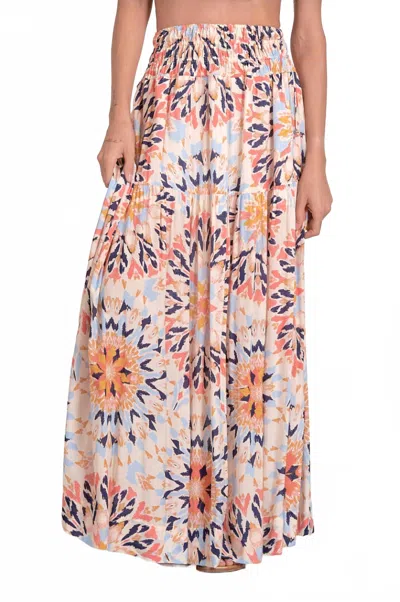 Elan Smock Waist Maxi Skirt In Multi Kaleidos