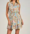 Elan Smocked Ruffle Mini Dress In Multi