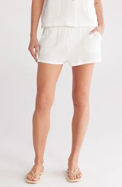Elan Smocked Cotton Gauze Shorts In White