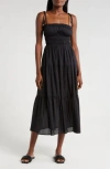Elan Smocked Midi Dress In Black
