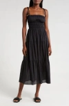 Elan Smocked Midi Dress In Black