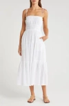 Elan Smocked Cover-up Midi Dress In White