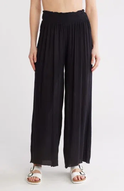 Elan Smocked Cover-up Pants In Black