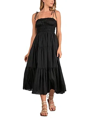 Elan Smocked Midi Dress In Black