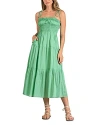 Elan Smocked Midi Dress In Green