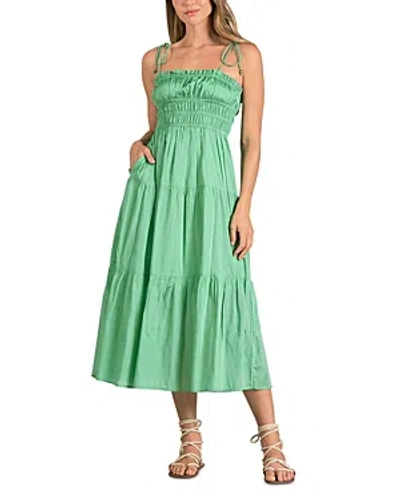Elan Smocked Midi Dress In Green