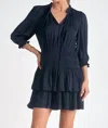 Elan Tie Neck Dress In Navy