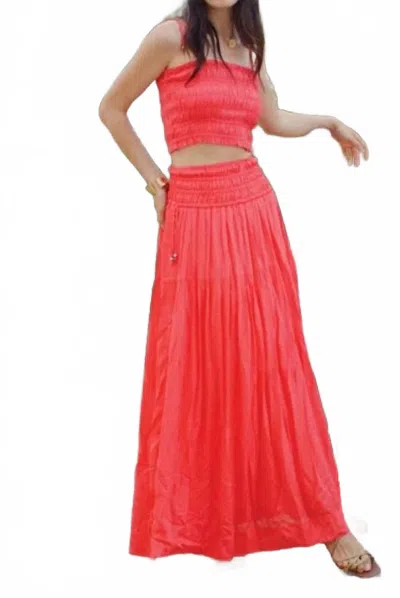 Elan Smocked Skirt In Coral In Pink