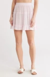 Elan Smocked Tiered Cotton Cover-up Skirt In Lilac