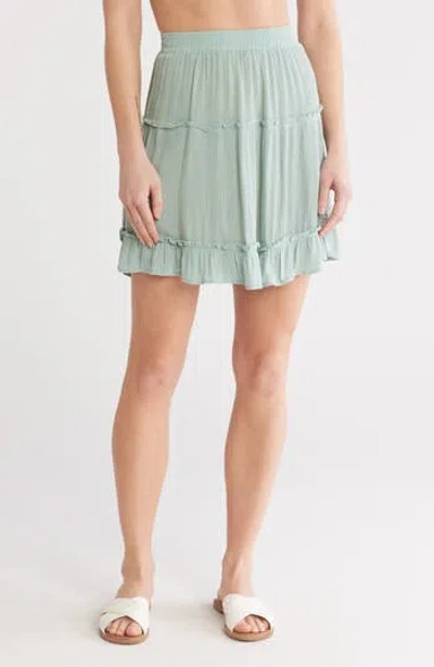 Elan Smocked Tiered Cover-up Skirt In Teal Light