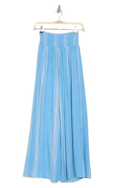 Elan Smocked Waist Cover-up Palazzo Pants In Purple