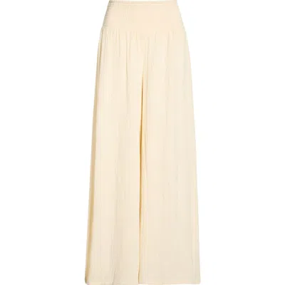 Elan Smocked Waist Cover-up Palazzo Pants In Neutral