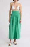 Elan Smocked Waist Maxi Cover-up Skirt In Mint