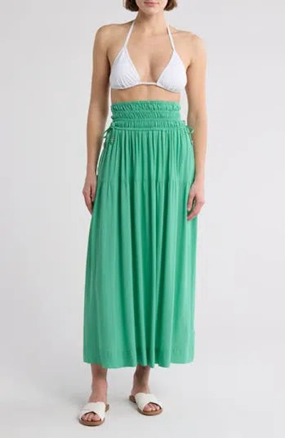 Elan Smocked Waist Maxi Cover-up Skirt In Mint