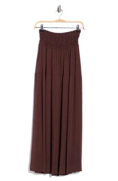 Elan Smocked Waist Maxi Cover-up Skirt In Brown