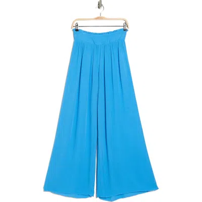 Elan Smocked Waist Wide Leg Cover-up Pants In Blue