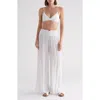 Elan Smocked Waist Wide Leg Cover-up Pants In White