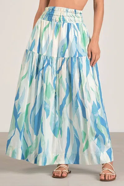 Elan Smocked Waistband Midi Skirt In Azure In Blue