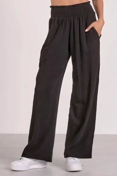 Elan Smocked Waistband Pants In Black