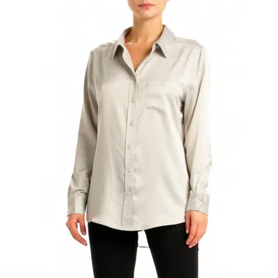 Elan Smooth As Silk Button-down Shirt In Silver In Multi