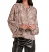 Elan Snake Print Blouse In Taupe In Multi