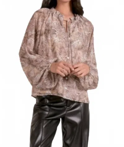 Elan Snakeskin Blouse In Beige In Brown
