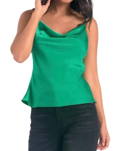 Elan Sofia Cowl Neck Cami In Kelly Green In Multi