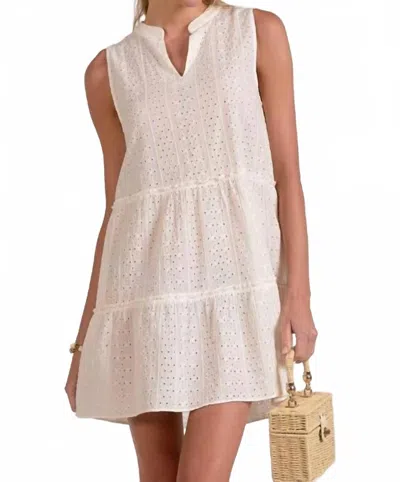 Elan Solstice Eyelet Shift Dress In White In Pink