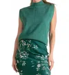 Elan Sonya Sleeveless Sweater In Dark Green In Green