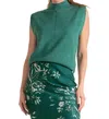 Elan Sonya Sleeveless Sweater In Dark Green In Green