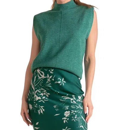 Elan Sonya Sleeveless Sweater In Dark Green