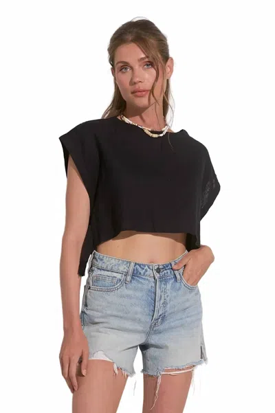 Elan Sophia Crew Neck Tee In Black