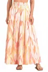 Elan Sophia Print Maxi Skirt In Coral Amalfi Print In Multi