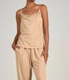 Elan Spaghetti Straps Drape Front Top In Tan In Neutral
