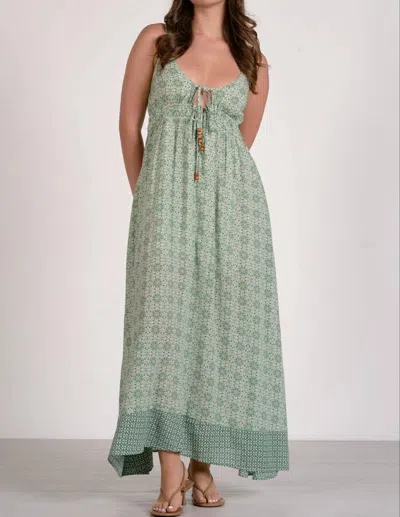 Elan Spaghetti Strap Dress In Green In Blue