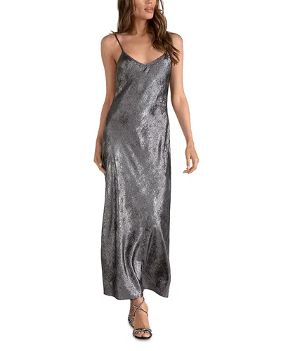 Elan Spaghetti Strap Maxi Dress In Silver