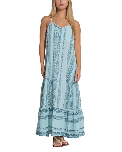Elan Spaghetti Strap Maxi Swim Cover-up Dress In Blue Two Tone