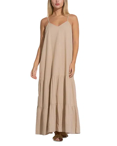 Elan Spaghetti Strap Maxi Swim Cover-up Dress In Sand