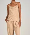 Elan Spaghetti Straps Drape Front Top In Tan In Neutral