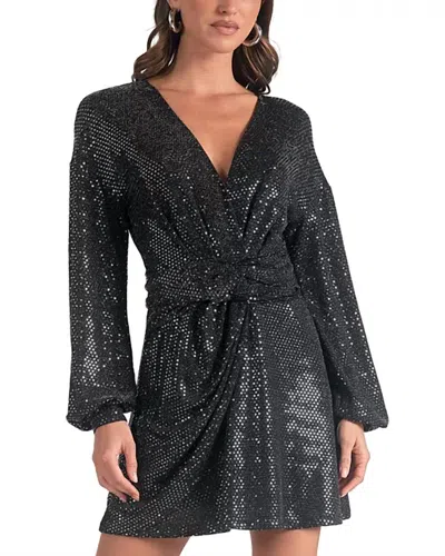 Elan Sparkle Dolman Sleeve Dress In Black