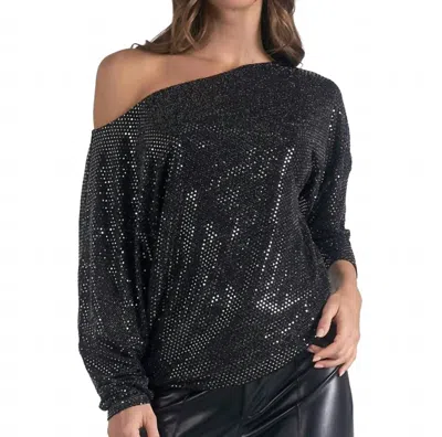 Elan Sparkle Off The Shoulder Top In Black