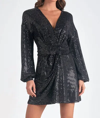 Elan Sparkle V-neck Dress In Black