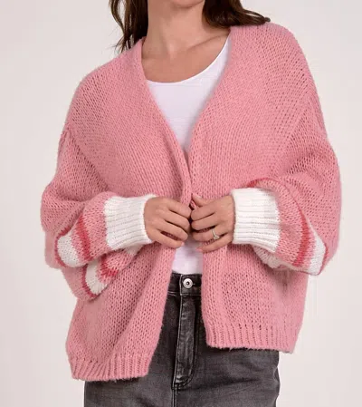 Elan Spring Loose Knit Cardigan In Pink