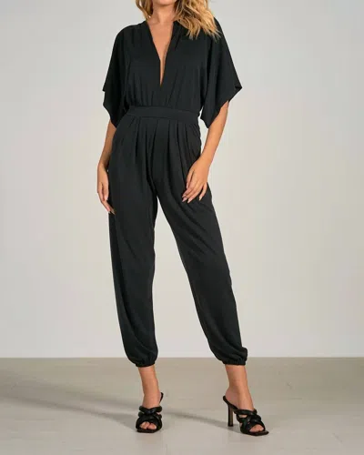 Elan Square Sleeve Jumpsuit In Black