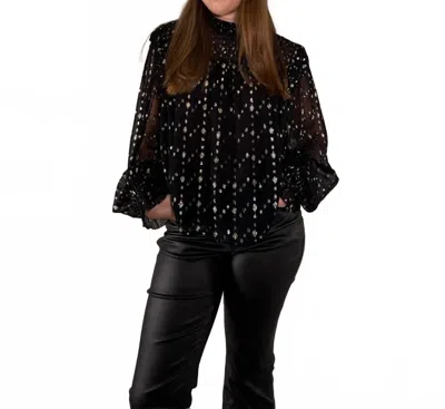 Elan Starlight Sheer Blouse In Black