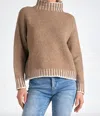 Elan Stitch Detail Turtleneck Sweater In Tan In Brown